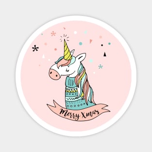 Xmas Doodle - Unicorn Magnet